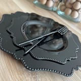 "Beaded Luxe Dinnerware Set | Midnight" - Wedding Serving and Dining Accessories in black by Prêt-à-PartyNY