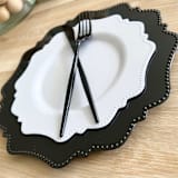 "Beaded Luxe Dinnerware Set | Midnight" - Wedding Serving and Dining Accessories in black by Prêt-à-PartyNY
