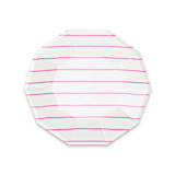 "Cerise Frenchie Stripes Small Plates" - Wedding Serving and Dining Accessories in pink by Jollity and Co