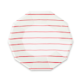 "Candy Apple Frenchie Stripes Large Plates" - Wedding Serving and Dining Accessories in red by Jollity and Co