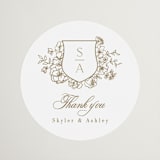 "floral crest" - Wedding Favor Stickers in Champagne by Cass Loh - Front