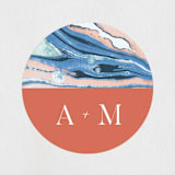 "Mod Marble" - Wedding Favor Stickers in Maraschino by A Real Peach Studio - Front