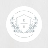 "Modern Crest" - Wedding Favor Stickers in Sea by Kristen Smith - Front