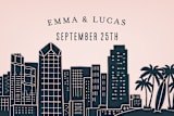 "Big City - San Diego" - Wedding Favor Stickers in Blush by Hooray Creative - In Use