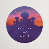"Whole New World from Disney's Aladdin" - Wedding Favor Stickers in Aubergine by Creo Study - Front
