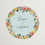 "Tropical Crest" - Wedding Favor Stickers in Papaya by Susan Moyal - Front