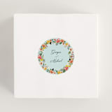 "Tropical Crest" - Wedding Favor Stickers in Papaya by Susan Moyal - In use