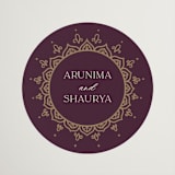 "Arunima" - Wedding Favor Stickers in Plum by Randi Cirelli - Front