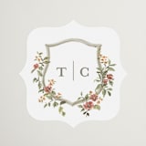 "Foliage Crest" - Wedding Favor Stickers in Mulberry by Everett Paper Goods - Front