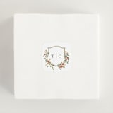 "Foliage Crest" - Wedding Favor Stickers in Mulberry by Everett Paper Goods - In use