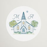 "Going to the Chapel" - Wedding Favor Stickers in Meadow by Paper Sun Studio - Front