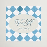 "Knightsbridge" - Wedding Favor Stickers in Sky by Jackie Crawford - Front