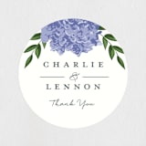 "Hydrangea Frame" - Wedding Favor Stickers in Periwinkle by Susan Moyal - Front
