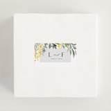 "mimosa" - Wedding Favor Stickers in Dandelion by Everett Paper Goods - In use