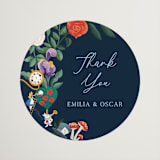 "Disney's Alice In Wonderland Garden Tea Party" - Wedding Favor Stickers in Evening by Elly - Front