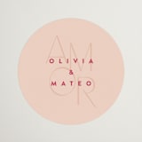"Amor" - Wedding Favor Stickers in Caliente by Owl and Toad - Front