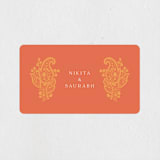 "Heritage Paisley" - Wedding Favor Stickers in Tangerine by Kanika Mathur - Front