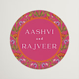 "Varna" - Wedding Favor Stickers in Fuchsia by Pati Cascino - Front