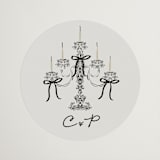 "Hand Illustrated Whimsical Chandelier" - Wedding Favor Stickers in Noir by Jackie Crawford - Front