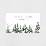 "On the Slopes" - Wedding Favor Stickers in Fog by Mere Paper - Front