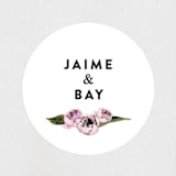 "Peony" - Wedding Favor Stickers in Ice Mist by Cass Loh - Front