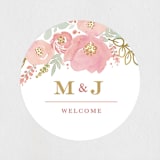 "Floral Vignette" - Wedding Favor Stickers in Brass by Kristen Smith - Front