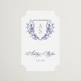 "watercolor flowers crest" - Wedding Favor Stickers in Dusty Blue by Cass Loh - Front