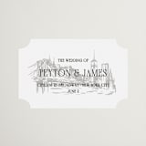 "New York Skyline" - Wedding Favor Stickers in Noir by Melinda Denison - Front