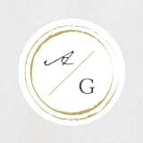 "Monogram Circle Stamp" - Wedding Favor Stickers in Antique White by fatfatin - Front