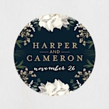 "Peonies & Berries" - Wedding Favor Stickers in Winter White by Susan Moyal - Front