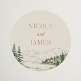 "Whispering Pines" - Wedding Favor Stickers in Forest by Elly - Front