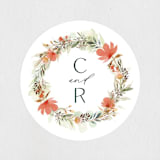 "New Blossoms" - Wedding Favor Stickers in Peach by Olivia Raufman - Front