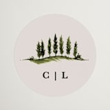 "Tuscan Hill" - Wedding Favor Stickers in Creme by Kate Ahn - Front