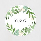 "Leafy ampersand" - Wedding Favor Stickers in Mint leaf by Jennifer Wick - Front