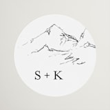 "Sketched Mountains" - Wedding Favor Stickers in Snow by Mere Paper - Front