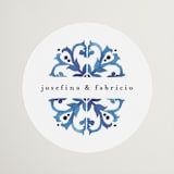 "watercolor azulejo" - Wedding Favor Stickers in Azure by Anastasia Makarova - Front