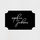 "Kindly Join Us" - Wedding Favor Stickers in Pearl by Laura Hamm - Front