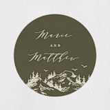 "into the mountains" - Wedding Favor Stickers in Olive by Helen Halik - Front