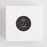 "Scripted Wedding" - Wedding Favor Stickers in Obsidian by Hooray Creative - In Use