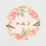 "Peony Wreath" - Wedding Favor Stickers in Peach by Joanna Griffin - Front