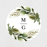"Enchanted Greenery" - Wedding Favor Stickers in Frost by Susan Moyal - Front