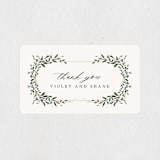 "Green Wreath" - Wedding Favor Stickers in Champagne by Lori Wemple - Front