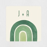 "Double Rainbow" - Wedding Favor Stickers in Cactus by Pink House Press - Front