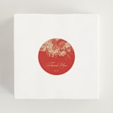 "Happiness" - Wedding Favor Stickers in Cherry by Shannon Chen of Four Wet Feet Studio - In use