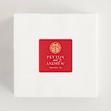 "HAPPINESS x 2" - Wedding Favor Stickers in Ruby by Melanie Kosuge - In use