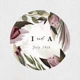 "Roses & Greenery" - Wedding Favor Stickers in Aubergine by Susan Moyal - Front