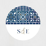 "Mediterranean Tiles" - Wedding Favor Stickers in Ocean by GeekInk Design - Front