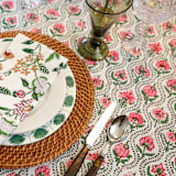 "Plumeria Tablecloth, 80" x 120"" - Tablecloths in blue by Jenny Roberts