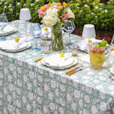 "Sage Fandango Tablecloth, 90" x 132"" - Tablecloths in blue by Jenny Roberts