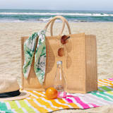 "LARGE Jute Bags 10 Pack" - Welcome Bags in natural by Veronica Esquino